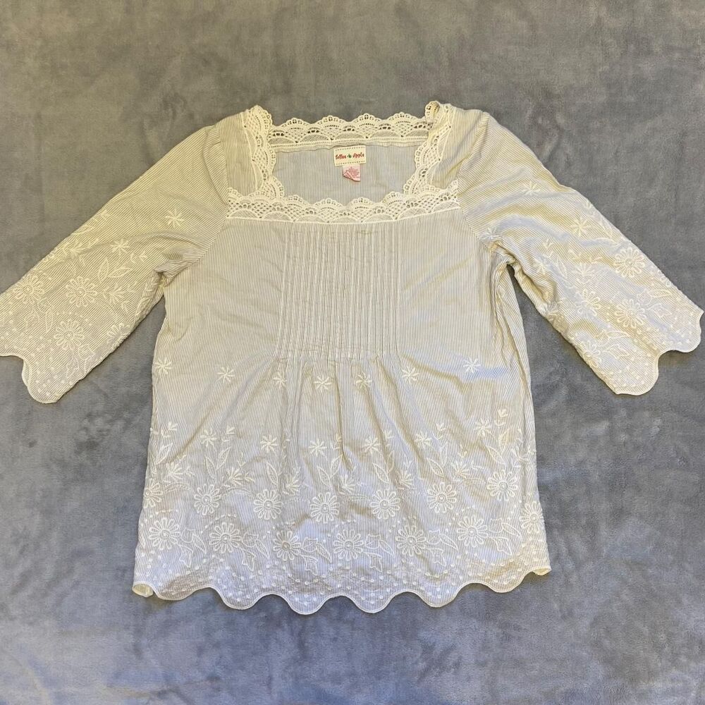 Toffee Apple Bohemian Flowy Embroidered Floral Shirt